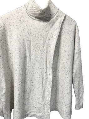 Pure Collection 100% Cashmere Asymmetric Mock Neck Poncho Sweater Donegal Sz 4